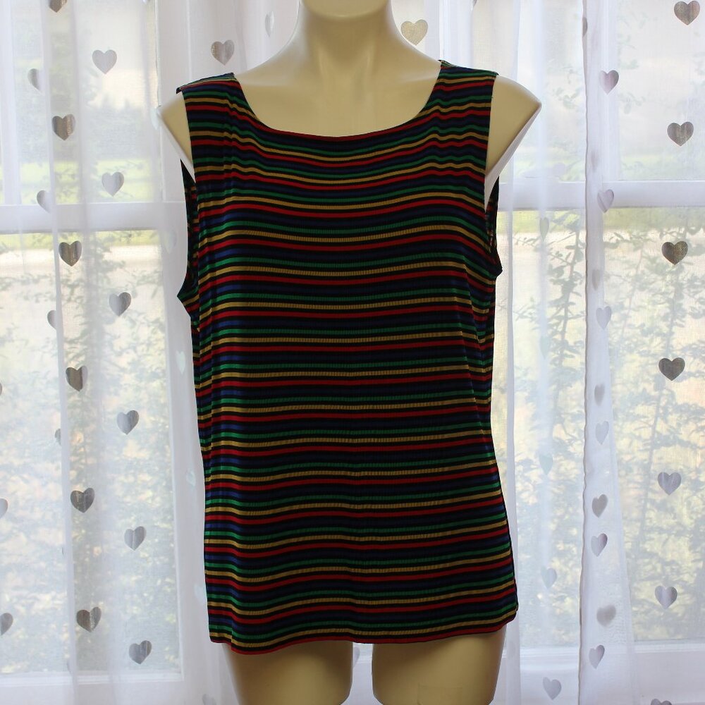 #556A Chico's Multicolored Striped Dress Tank Size 3 (16)